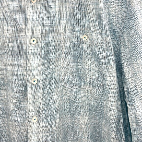 Bugatchi Blue Print Button Front Roll Tab Sleeve Casual Shirt Mens XXL - Picture 3 of 6